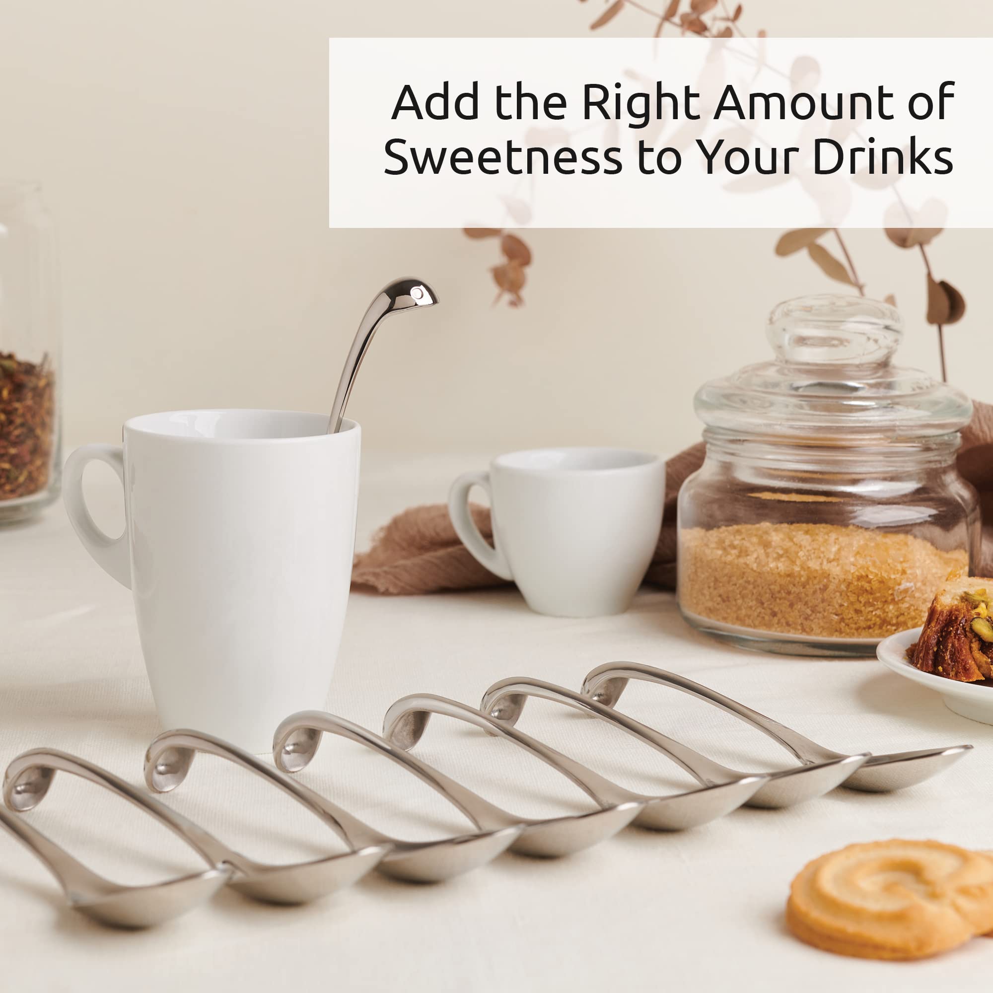 OTOTO Sweet Nessie Sugar Spoon (Set of 8) - Stainless Steel Tea Spoon - 100% Food Grade & Dishwasher Safe - Perfect Spoon for Tea & Coffee
