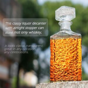 Bunhut Whiskey Decanter with Airtight Geometric Stopper,32oz Liquor Decanter,Glass Decanter,Diaphanous Liquor Bottle,Decanter with Airtight Lid for Whiskey,Vodka,Bourbon,Scotch,Brandy,Wine