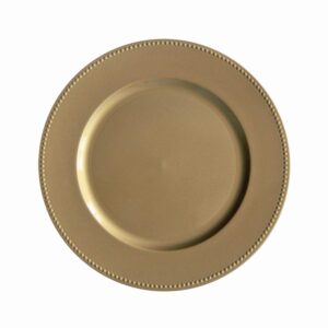 welmatch gold plastic beaded charger plates - 12 pcs 13 inch round wedding party decroation charger plates (gold, 12)