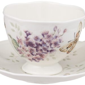 Lenox Butterfly Meadow Orange Sulphur 8-Ounce Porcelain Cup and Saucer Set -