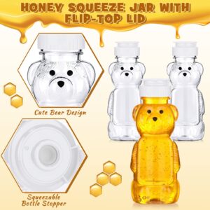 Thenshop 36 Pcs 8 oz Honey Jar Plastic Empty Honey Bear Bottle Honey Dispenser Clear Transparent Honey Containers Bear Cup Honey Squeeze Bottle with Flip Top Lid for Storing Dispensing (White Lid)