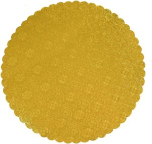 o'creme gold-top scalloped round cake and pastry board 3/32 inch thick, 14 inch diameter - pack of 10