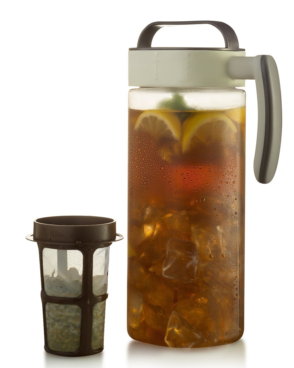 Komax Large Ice Tea Maker Pitcher – Tritan Iced Tea Pitcher w/Airtight Lid – Temperature Resistant Herbal Infuser Hot Tea Maker – BPA Free, Dishwasher & Microwave Safe Pitcher with Spout (2.1 Quart)
