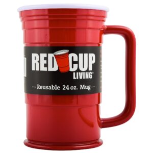 red beer party mug glass tumbler | party cups ideal for kids adults | reusable drinking supplies birthday party camping travel outdoors | durable & unbreakable bpa free dishwasher safe - 24 oz