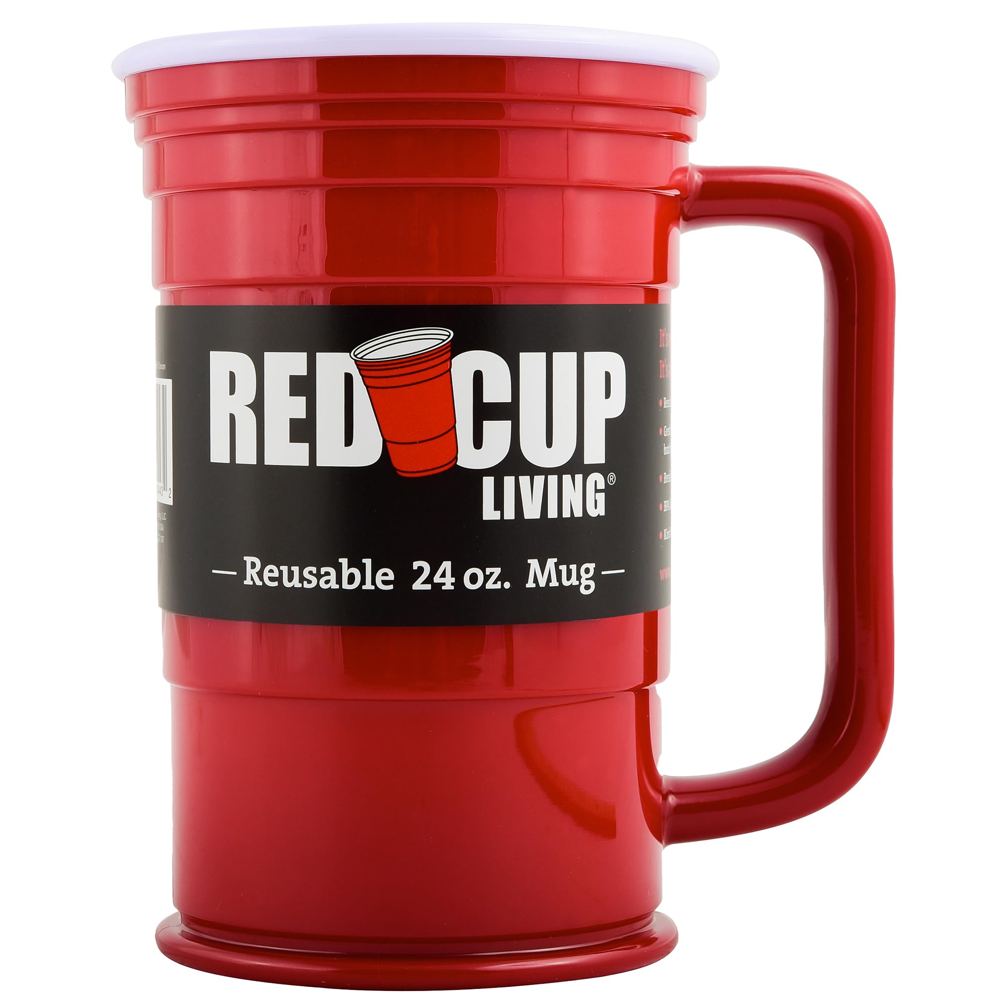 Red Beer Party Mug Glass Tumbler | Party Cups Ideal for Kids Adults | Reusable Drinking Supplies Birthday Party Camping Travel Outdoors | Durable & Unbreakable BPA Free Dishwasher Safe - 24 Oz