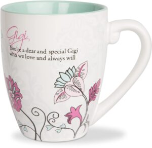 pavilion gift company mark my words gigi floral butterfly grandma coffee tea mug, large, teal