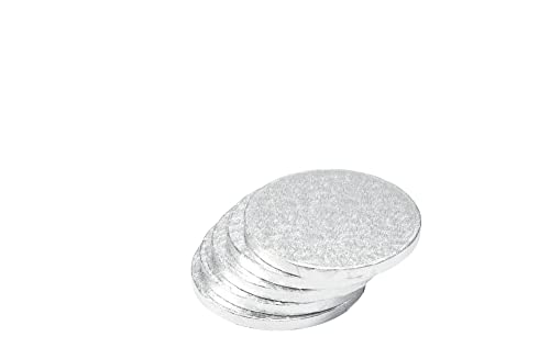 DecoPac Round Cake Drum, Pack of 5, 6", Silver