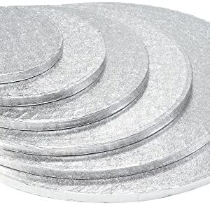 DecoPac Round Cake Drum, Pack of 5, 6", Silver