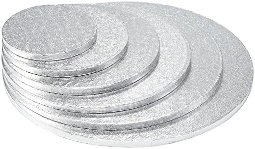 DecoPac Round Cake Drum, Pack of 5, 6", Silver