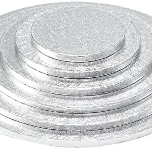 DecoPac Round Cake Drum, Pack of 5, 6", Silver