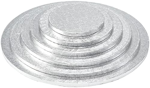 DecoPac Round Cake Drum, Pack of 5, 6", Silver