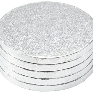 DecoPac Round Cake Drum, Pack of 5, 6", Silver