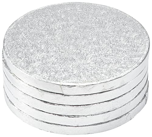 DecoPac Round Cake Drum, Pack of 5, 6", Silver