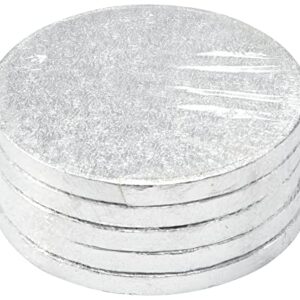 DecoPac Round Cake Drum, Pack of 5, 6", Silver