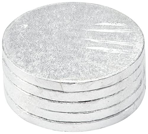 DecoPac Round Cake Drum, Pack of 5, 6", Silver