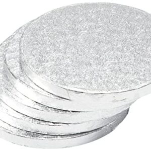 DecoPac Round Cake Drum, Pack of 5, 6", Silver