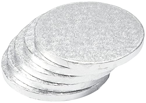 DecoPac Round Cake Drum, Pack of 5, 6", Silver