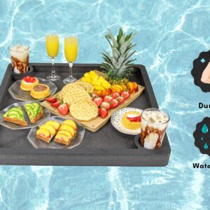 Polar Whale Floating Breakfast Table Serving Buffet Tray Drink Holders for Swimming Pool or Beach Party Float Lounge Refreshment Durable Black Foam UV Resistant with Cup Holders 24 Inches Wide