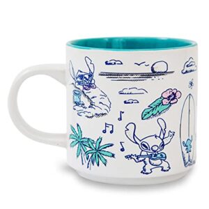 Disney Lilo & Stitch Hawaii Allover Icons Ceramic Stacking Mug | Holds 13 Ounces