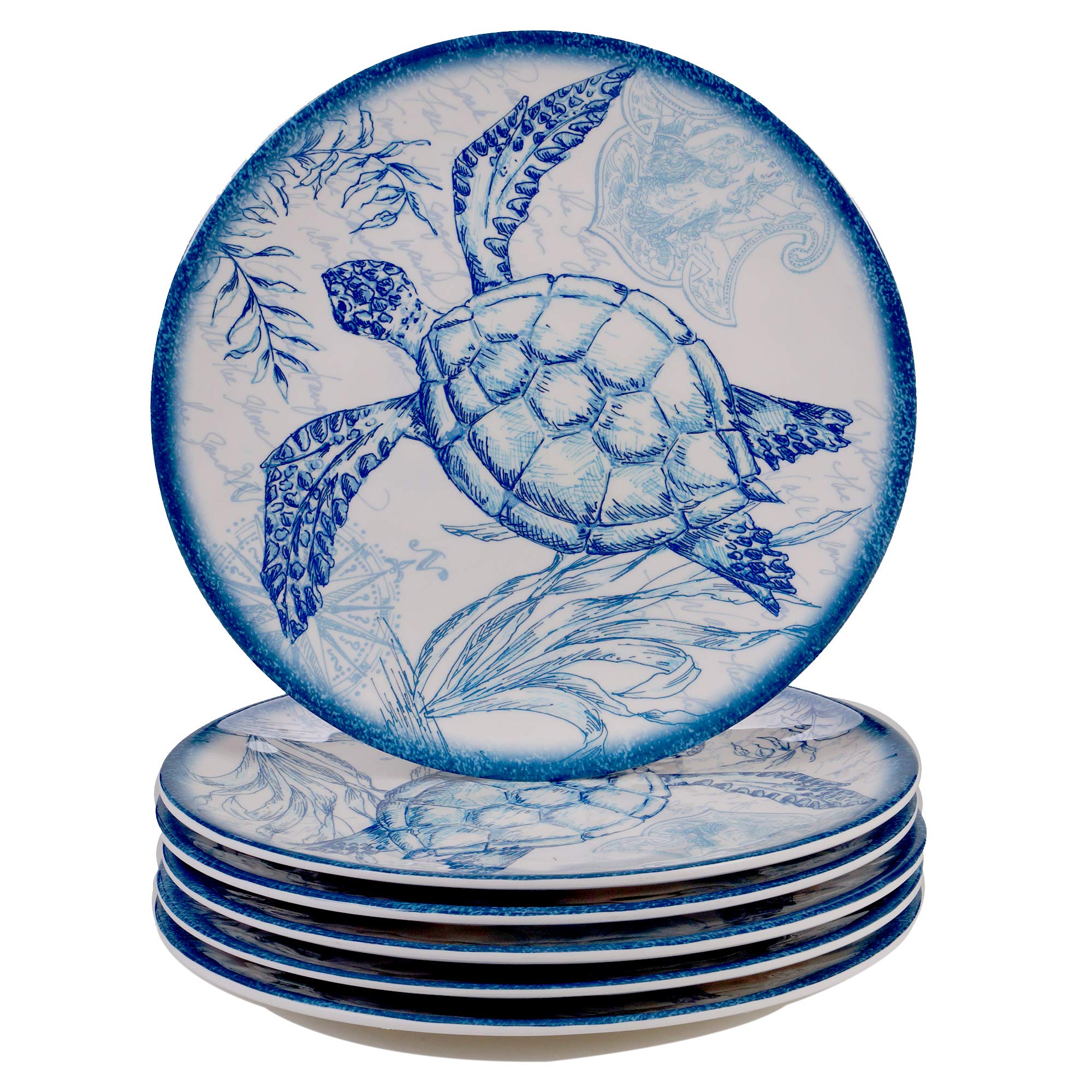 Certified International Oceanic 9" Melamine Salad/Dessert Plate, Medium, Set of 6