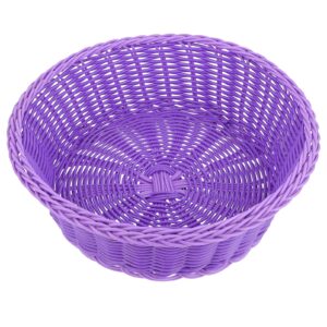 besportble purple plastic basket bread basket round storage basket kitchen wicker bread box rattan toys storage boxes fruit plate trays organizer home decor