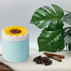 Butter Crock Butter Keeper French Butter Crock Sunflower Blue Butter Saver Blue Butter Keeper Crock With Water Line