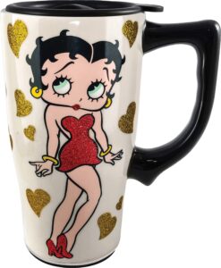 spoontiques - ceramic travel mugs -betty boop cup - hot or cold beverages - gift for coffee lovers