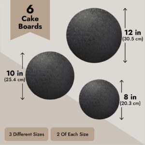 Set of 6 Gold Cake Drums, 8, 10 and 12 Inch Round Boards for Baking (2 of Each Size)