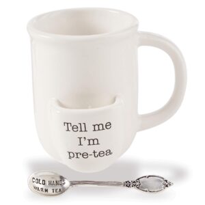 Mud Pie Vintage Inspired Mug Spoon-Pre Tea Cup, 2 Piece Set