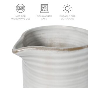 Barnyard Designs 1.5 Quart White Ceramic Pitcher, Vintage Rustic Farmhouse Vase Pitcher, Ceramic Milk Pitcher White Jug Vase or Flower Vase, Decorative Water Pitcher Ceramic Vase, Ivory/Tan, 7x7.25”