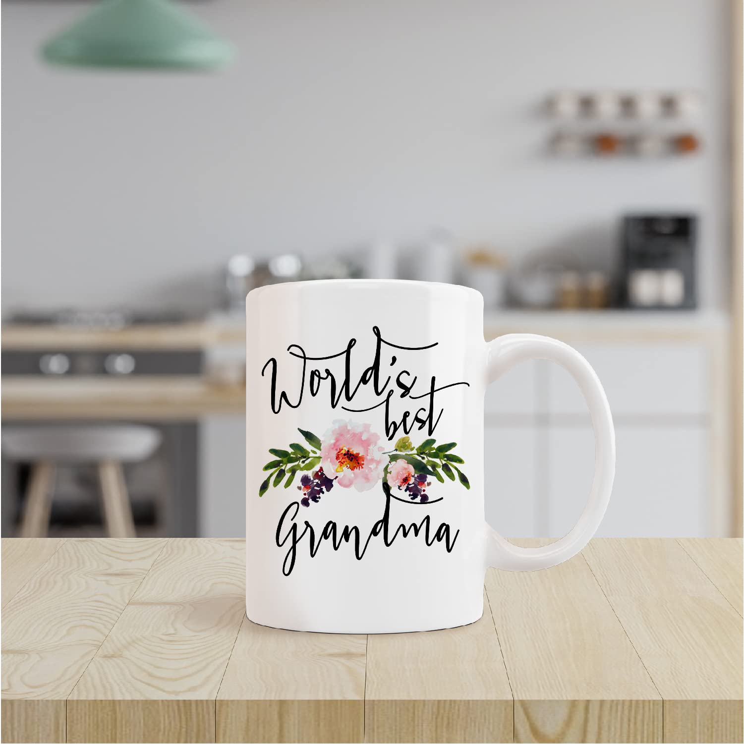 kunlisa Best Grandma Mug Cup,World's Best Grandma Floral Ceramic Mug-11oz Coffee Milk Tea Mug Cup,Grandmother Grandma Birthday Mother's Day Gifts From Grandson Granddaughter Grandkids