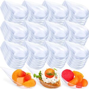 500 pcs 4 inch appetizer spoons tear drop mini appetizer plates plastic catering supplies disposable appetizer tasting spoons asian spoon for desserts and appetizers sample serving party(clear)