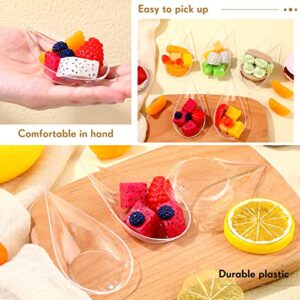 500 Pcs 4 Inch Appetizer Spoons Tear Drop Mini Appetizer Plates Plastic Catering Supplies Disposable Appetizer Tasting Spoons Asian Spoon for Desserts and Appetizers Sample Serving Party(Clear)