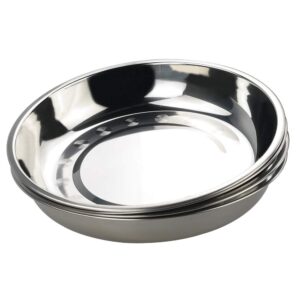 hommp 4-pack 10 inches stainless steel round plate/camping metal dinner plates