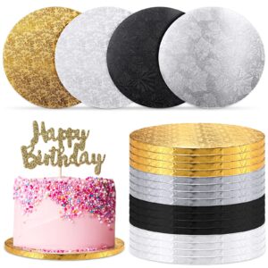 20 pcs cake boards 10 inch round cake drum with 1/2 inch thick cake circles rounds base cake plate corrugated cardboard base for cakes bread desserts wedding birthday party, 4 colors