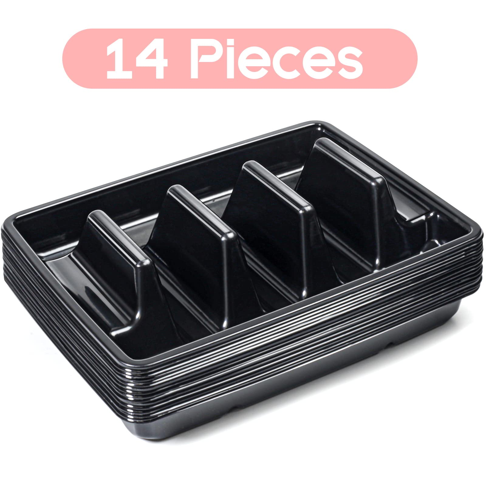 Disposable Taco Plate/Holder with 3 Compartments for Taco Bar and Home Keeps Tacos Upright