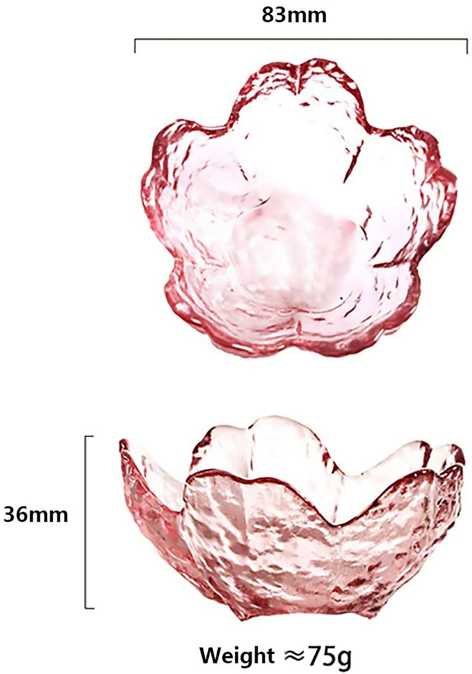 Knutat Glass Seasoning Dishes, 6 pcs Cherry-Blossom Tea Bag Holders,Pink Flower Snack Dip Bowls,Sakura Shaped Sushi Sauce Dishes Candle Holders,Glass Sakura Shape Small Seasoning Dishes Dipping Bowls