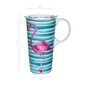 Topadorn Ceramic Coffee Cup with Lid Ceramic Mug with Gift Box, Flamingo