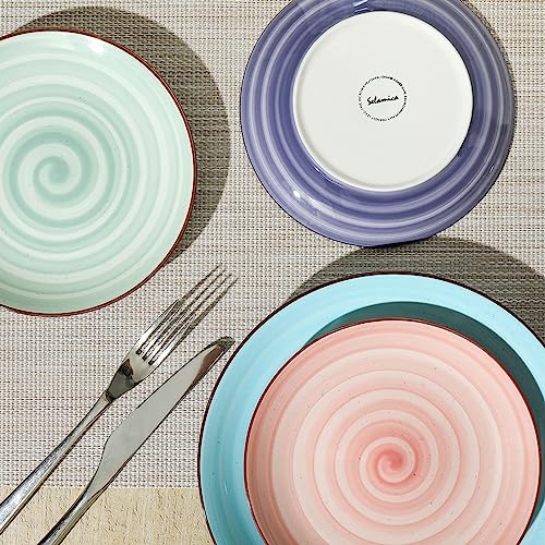 Selamica Ceramic 10 inch Dinner Plates, Large Dessert Salad Plates, Porcelain Serving Plate for Appetizer, Pancakes, Steak, Set of 6, Black Speckles, Gradient Color