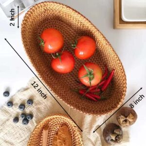 Round Rattan Bread Basket for Serving,Small Wicker Bread Basket Fruit Basket,Small Woven Bread Basket Fruit Basket,Round Rattan Basket for Bread,100% Natural Rattan,100% Handmade,1 PC