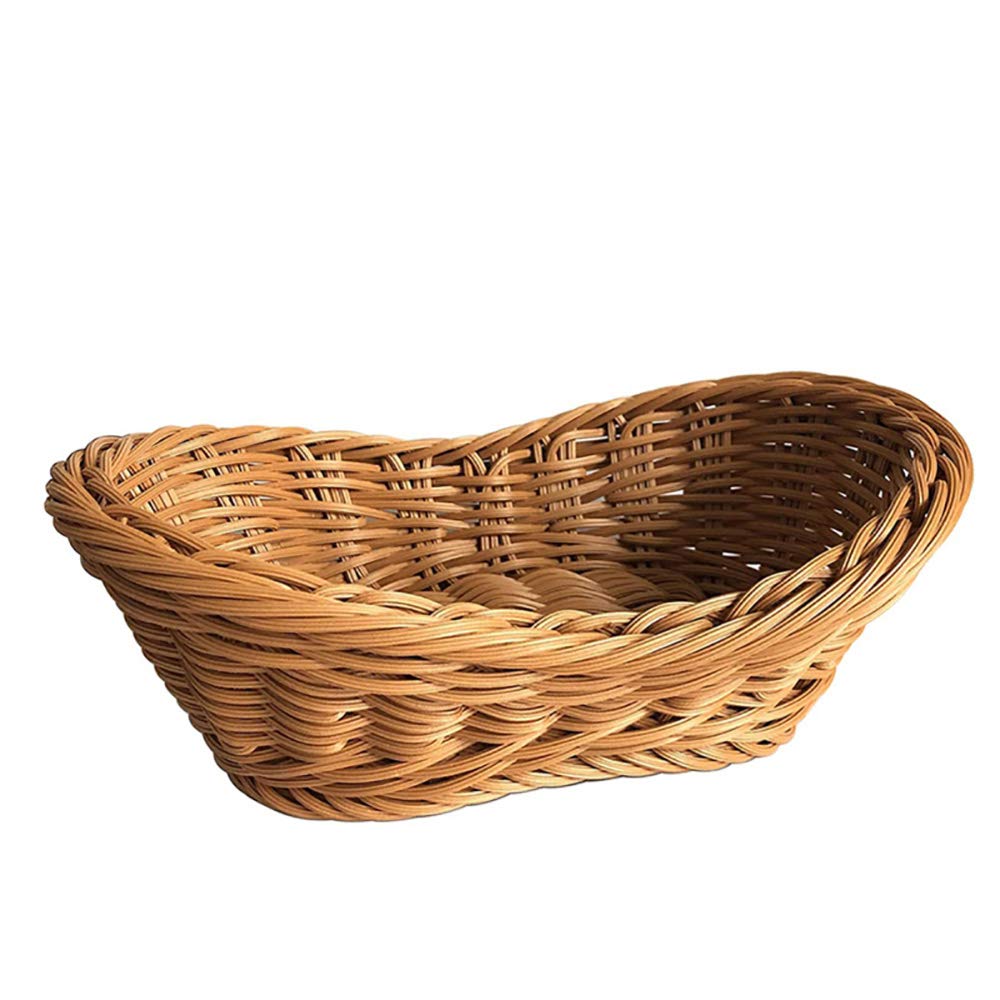 Wicker Bread Basket, Tabletop Woven storage basket, Food Fruit Vegetables Serving, Restaurant Serving Basket (11x7.5x3.9 lnch) (1pcs)