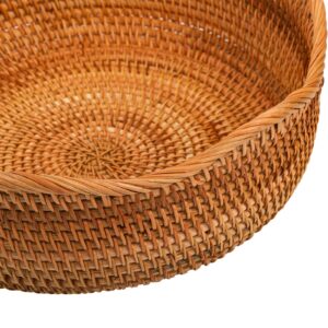 Peohud Set of 3 Rattan Bread Basket, Natural Wicker Fruits Bread Baskets, Wicker Food Storage Baskets Serving Bowl for Bread, Snack, Fruit, Vegetable, 9"/10"/11"