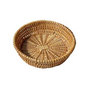 nutriups natural handmade bread basket for serving,9.8inch small round bread basket,wicker fruit basket