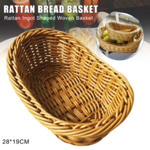 Wicker Bread Basket, Tabletop Woven storage basket, Food Fruit Vegetables Serving, Restaurant Serving Basket (11x7.5x3.9 lnch) (2pcs)