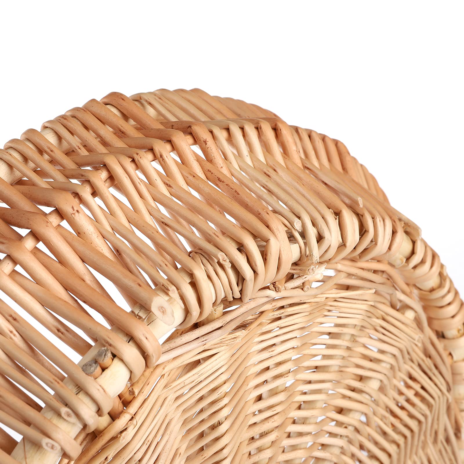 ZENFUN Set of 2 Natural Wicker Bread Baskets, 12" Round Rattan Woven Fruit Basket, Handmade Willow Food Storage Baskets for Serving Vegetable, for Kitchen, Home