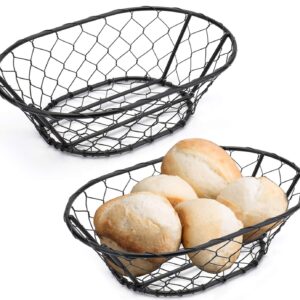 Yesland 2 Pack Rope Metal Oval Bread Basket, 9 1/2 x 6 1/2 x 2 Inches, Bread Proofing Basket for Professional & Home Bakers