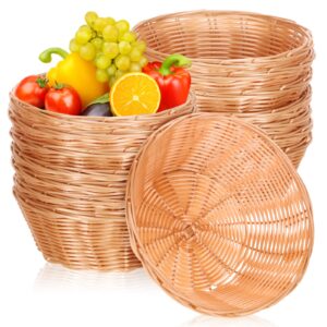 20 pieces woven bread baskets plastic round basket 7 inch small baskets for gifts empty food baskets for serving brown food storage basket woven baskets for fruits vegetables snacks kitchen restaurant