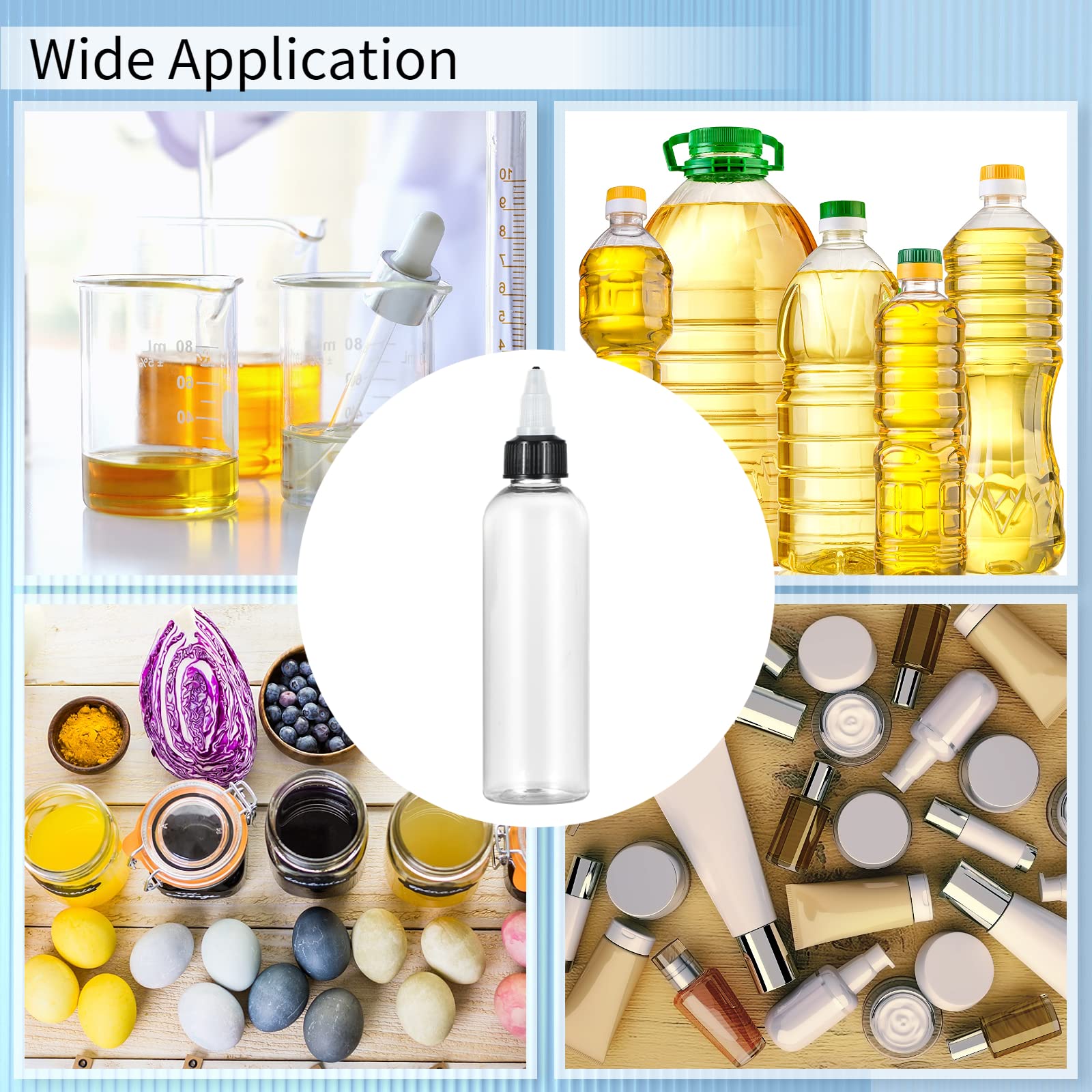 24PCS 2oz Clear Dispensing Bottles, Plastic Squeeze Bottles with Twist Top Caps for Oils Inks Liquids, Household Round Squeeze Bottles for Crafts Kitchen Food Making