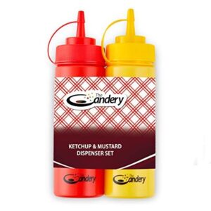 the candery hot dog accessories set- ketchup and mustard squeeze bottles - for carnivals, bbqs, picnics, concession stands (squeeze bottles)