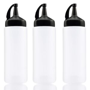 3pack plastic squeeze bottles,6 oz plastic squeeze squirt condiment bottles with leak-proof cap,condiment squeeze bottles ketchup squeeze bottle for kitchen use.